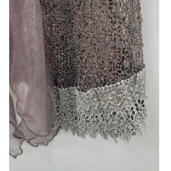 Vandana Sleeveless Kimono Womens Medium Gypsy Boho Lace Embellished Brown - Picture 6 of 7